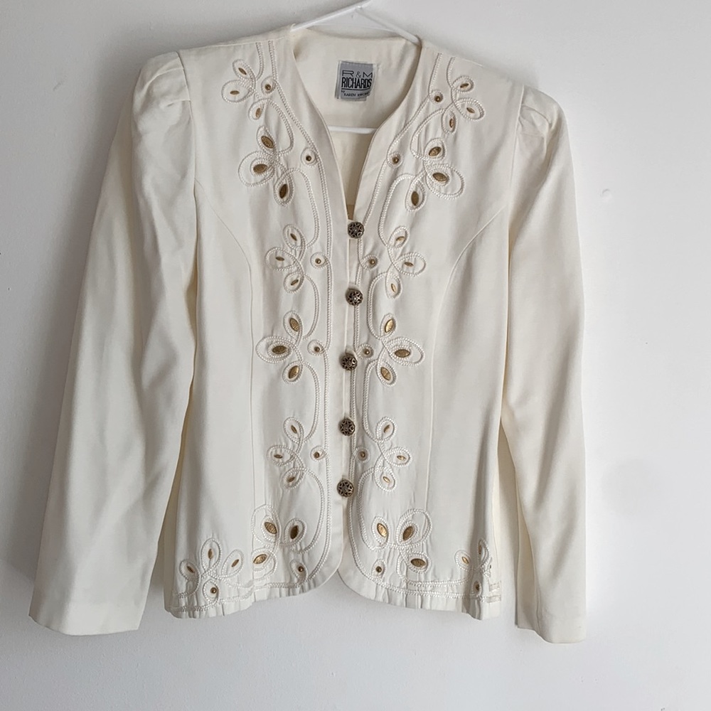 Old Money Vintage 80s Jacket with shoulder pads - Picture 5 of 12